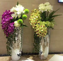 Fine glass bullet floor-to-ceiling vase simulation flower set Floral European-style hotel soft flower decoration ornaments