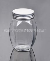 500g honey bottle hexagonal pollen bottle Fruit tea 360ml aluminum cap PET transparent bottle(LG029)
