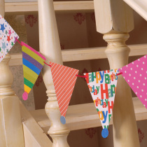 DIY handmade paper party birthday pull strip pennant hanging flag party bunting suit decoration supplies