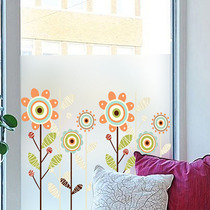 Electrostatic frosted blackout glass sticker toilet cartoon flower living room balcony childrens doors and windows household film anti-Peep