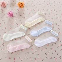 Childrens thin socks summer ultra-thin boys socks girls transparent crystal boat Socks cool solid color low stockings