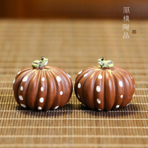 Yixing boutique creative purple sand tea pet tea play pendulum accessories tea art tea ceremony handmade small sculpture mini pumpkin