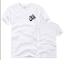 Pure cotton print yoga logo OM Ohm T-shirt 220g mens and women short sleeve top Xia Krishna Sky