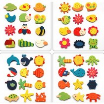 Wooden cartoon Wood refrigerator sticker early education learning creative three-dimensional animal magnetic tile home decoration
