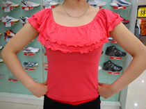 Multiple wear-and-wear double-decker lace dance half-sleeve blouses Dance Practice Utiliti square Ensemble body-based training