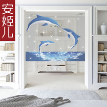 An Jier painting curtain dolphin lover 17 curtain discount partition DIY porch living room curtain study bead curtain