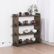Japanese solid wood tea shed bogusan small teapot rack storage rack storage rack storage rack storage cabinet treasure rack Green