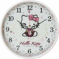 Hello Kitty Elegant lace drilled glass clock super quiet wall clock