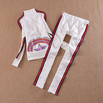 Korean Edition Spring Womens Fashion Big Code Casual Sportswear Suit Sweaters Pants Necropolis Suit Womens Clothing Two Sets