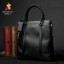 Scarecrow handbag mens leather backpack first layer cowhide shoulder messenger bag business casual simple briefcase