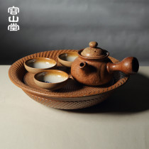 Rongshantang Mingjia coarse pottery tea Sea suit purple clay pot carrying handmade pot small tea tray water storage kung fu tea set