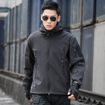 Outdoor long soft shell shark skin assault clothing men and women spring and autumn camouflage fleece soft shell waterproof and breathable