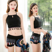 Bikini swimsuit womens three-piece set with steel undershirt size chest thin conservative boxer swimsuit ethnic style