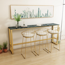 Nordic Marble high foot table Household living room bar coffee table Simple milk tea shop manager wall table combination