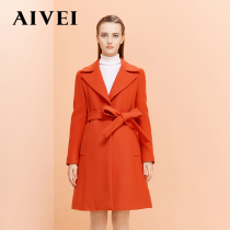 Counter 2016 autumn and winter Ivy I7603003 Lapel lace-up waist woolen coat jacket 3580