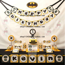 Batman hero theme boy birthday full moon 100-day feast Year-old party Dessert table decoration supplies customization