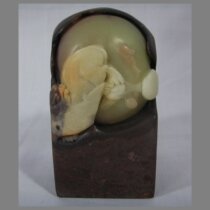 Leopard 43mm exquisite natural green fields Chihara jade gold stone seal engravings Newsquare seal pure handmade art hidden