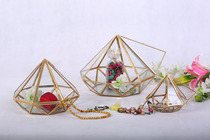 European geometry Diamond shape glass storage box Jewelry box Jewelry box Eternal flower greenhouse desktop decoration ornaments