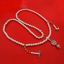 Original hand string sterling silver six-character truth 108 beads rosary counter multi-layer bracelet long necklace