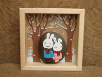 Tanabatas most loved rabbit Valentines Day Warm Birthday custom stone fun tribe hand-painted stone painting