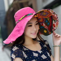Hat lady Summer Korean version Anti-UV sun protection beach cap Large along suncap outdoor sun hat foldable