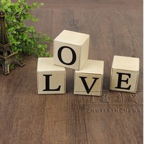 Han Style Ornament LOVE Letters Square Wood Children Photography Small Props New Hands to Decorative Pendulum Wedding MOVIE HOUSE