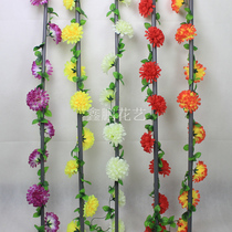 Tomb sweeping simulation flower rattan yellow chrysanthemum tomb decoration fake flower chain sacrifice silk flower tombstone pull flower