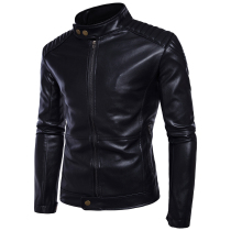 Rock god autumn and winter new stand-up collar motorcycle leather jacket mens large size PU leather jacket performance suit British leather jacket