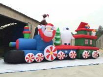 Custom inflatable Santa locomotive combination Deer pull car Sleigh car Christmas decoration mascot gas mold