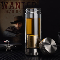 Creative double-layer high temperature resistant two-end tea water separation glass Portable car cup custom gift cup