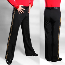 Embroidered gold mens dance pants Latin dance pants national standard dance pants sailor dance jitba performance competition Latin clothes
