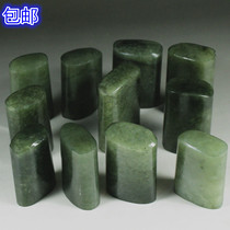 Dandong dark green frozen stone with shape chapter Flat chapter Introduction Book collection Seal carving student practice chapter Material printing stone chapter