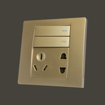 Zhengtai two open double control five-hole switch socket 86 type NEW7Q champagne gold 2 open two three plug panel