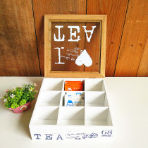 Nordic desktop storage storage box finishing box solid wood 9 grid coffee tea bag box creative home decorations ornaments