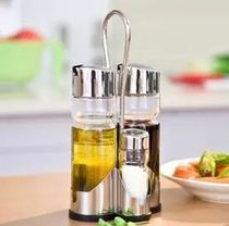 Creative stainless steel glass seasoning bottle jar creative kitchen seasoning jar 4-piece set of soy sauce vinegar cooking wine oil bottle