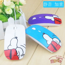 Snoopy silent wired mouse cute cartoon girl mute mouse laptop desktop computer USB photoelectric