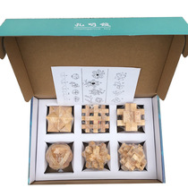 Kongming lock Luban lock puzzle wooden unlock assembly intellectual toy Post-8090 nostalgic gift pack Childrens Day gift