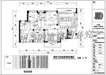 Guangdong a three-room two-Hall interior decoration and electrical construction drawings cad drawings