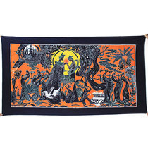 Traditional ethnic batik painting Peacock Princess Cotton handicraft wall hanging living room dining room fabric decoration mural hanging painting