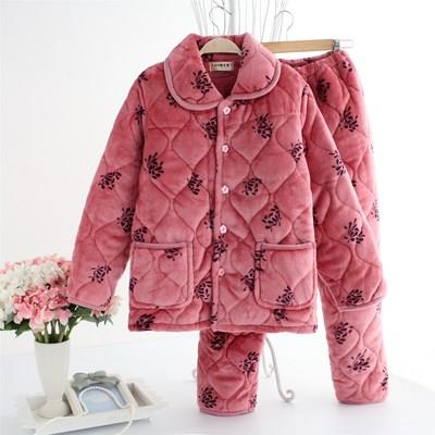 Winter middle-aged and elderly womens pajamas pure cotton quilted mothers winter thickening elderly large size warm suit