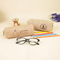 Storage stationery bag box linen coin bag personality student pen bag stationery box retro jute cloth pen box