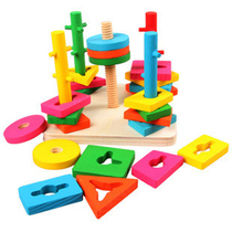 Five-column column building block educational toy color geometry matching pass four sets of column building blocks