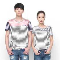 N a Nadia new summer fashion men and women short sleeve T-shirt stripes simple round neck cotton T-shirt CI21801