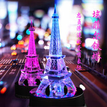  Personalized crystal Paris Eiffel Tower model luminous romantic ornaments to send creative birthday gifts to men and women friends