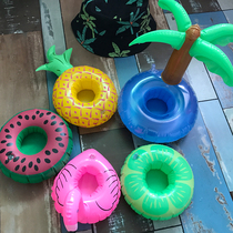 Inflatable Flamingo donut watermelon pineapple coaster water Cola Cup seat drink cup holder shooting props