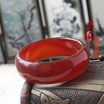 Donghai Crystal Garden 5A natural red agate bracelet widened and thickened fashion white agate bracelet round bracelet