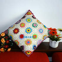 Custom color pure handmade hook needle crochet cotton hollow lace thick line Pastoral European style double-sided pillow cover