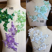 Sequin lace wedding dress costume childrens clothing DIY lace flower flower stickers cloth accessories