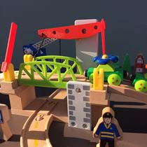 Out German Wooden Track Suspension Bridge Beech Wood Track Accessories Traffic Signal Light Straight Rail Inflection Bend compatible brio