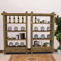 Old elm Bogu rack for tea solid wood shelf shelf Partition log display rack Antique Chinese style
